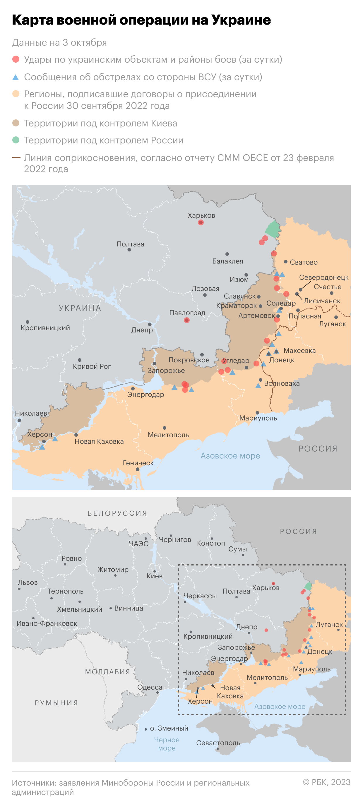 Военная операция на Украине. Карта на 3 октября